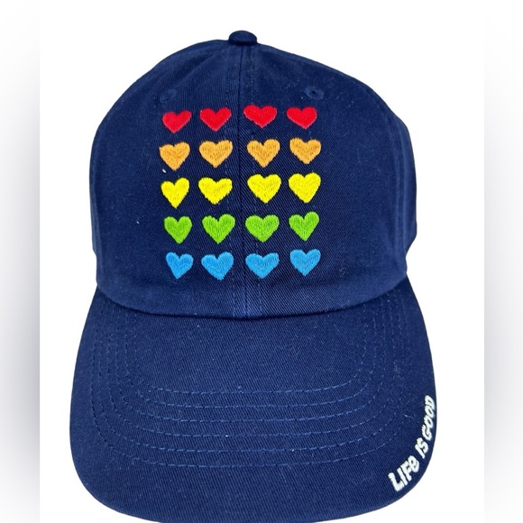 LIFE IS GOOD Unisex Classic Baseball Cap Pride Heart Stack 100% Cotton - Picture 3 of 11